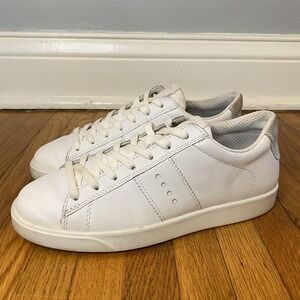 ECCO Soft 7 Shoes Womens Size 6.5 White Leather Comfort Sneakers Casual Low Top